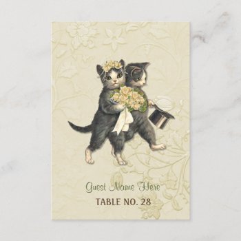 Posh Cats Ivory Wedding Escort Card by SpiceTree_Weddings at Zazzle
