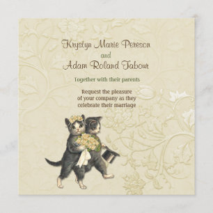 Posh Cats Ivory Wedding Invitation