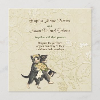 Posh Cats Ivory Wedding Invitation by SpiceTree_Weddings at Zazzle