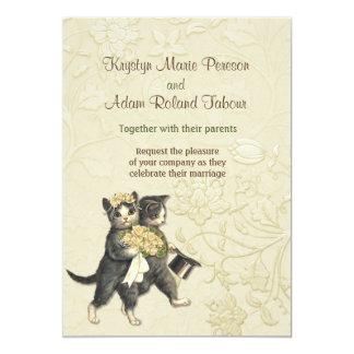 Cat Wedding Invitations Announcements Zazzle Posh Cats Ivory Wedding Invitation