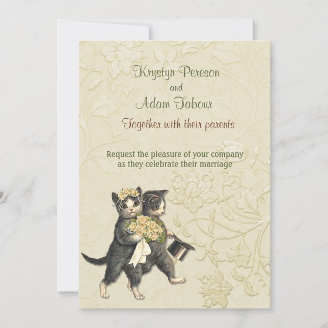 Posh Cats Ivory Wedding ver2 Invitation (Front)