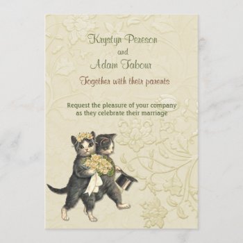 Posh Cats Ivory Wedding Ver2 Invitation by SpiceTree_Weddings at Zazzle