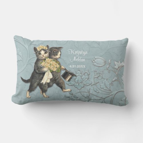 Posh Cats Wedding Blue _ Lumbar Pillow