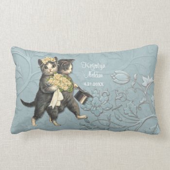 Posh Cats Wedding Blue - Lumbar Pillow by SpiceTree_Weddings at Zazzle