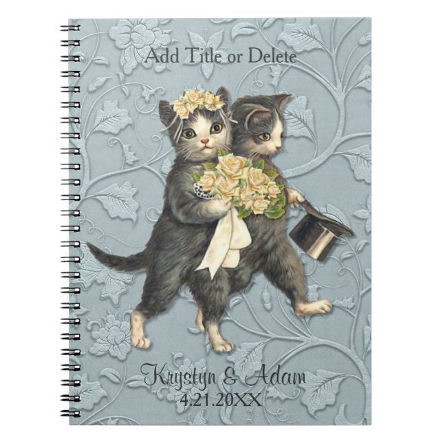 Posh Cats Wedding Blue Notebook (Front)