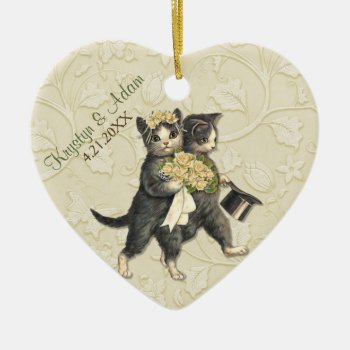 Posh Cats Wedding Ivory Ceramic Ornament by SpiceTree_Weddings at Zazzle