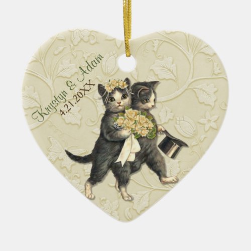 Posh Cats Wedding Ivory Ceramic Ornament