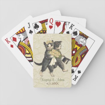 Posh Cats Wedding Ivory Playing Cards by SpiceTree_Weddings at Zazzle