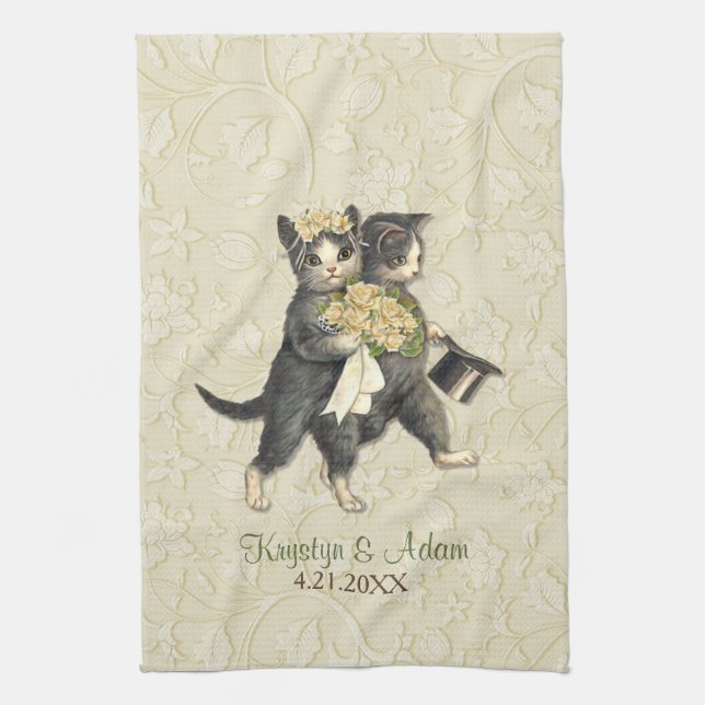 Posh Cats Wedding Ivory Towel (Vertical)