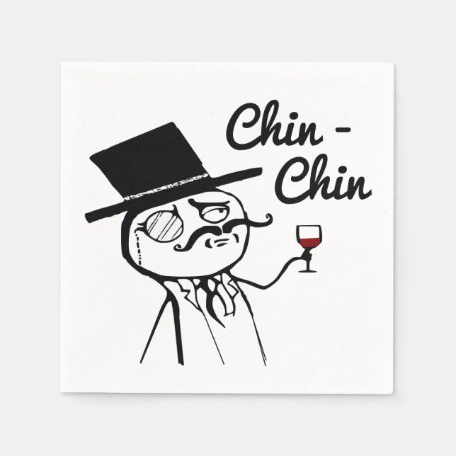 Posh Chap With Top Hat Wine Toast Chin Chin Napkins (Front)