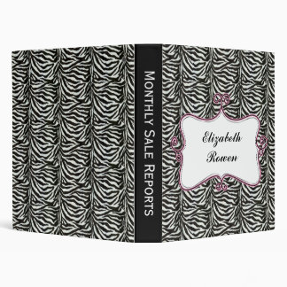 Posh chic trendy zebra stripes,pink personalized 3 ring binder