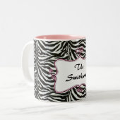 Posh chic trendy zebra stripes,pink personalized Two-Tone coffee mug (Front Left)