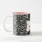 Posh chic trendy zebra stripes,pink personalized Two-Tone coffee mug (Left)