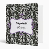 Posh chic trendy zebra stripes,purple personalized 3 ring binder (Front/Inside)