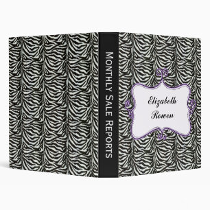Posh chic trendy zebra stripes,purple personalized 3 ring binder