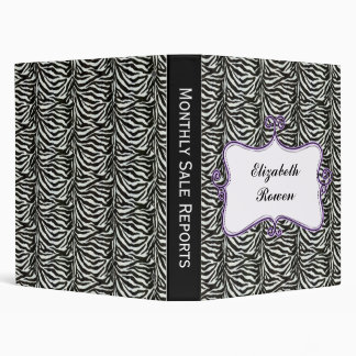 Posh chic trendy zebra stripes,purple personalized 3 ring binder
