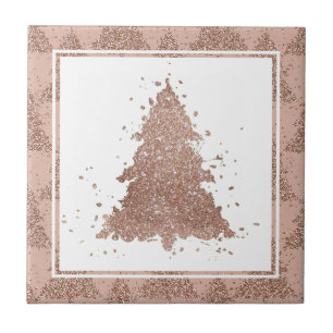 Posh Christmas Tree Glam Rose Gold Luxurious Ceramic Tile