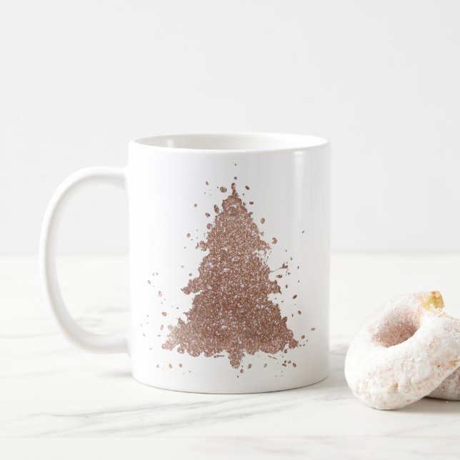 Posh Christmas Tree | Glam Rose Gold Luxurious Coffee Mug (With Donut)