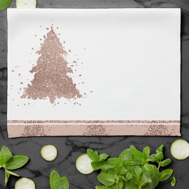 Posh Christmas Tree | Glam Rose Gold Luxurious Kitchen Towel (Creator Uploaded)