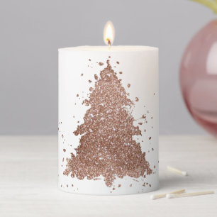 Posh Christmas Tree   Glam Rose Gold Luxurious Pillar Candle