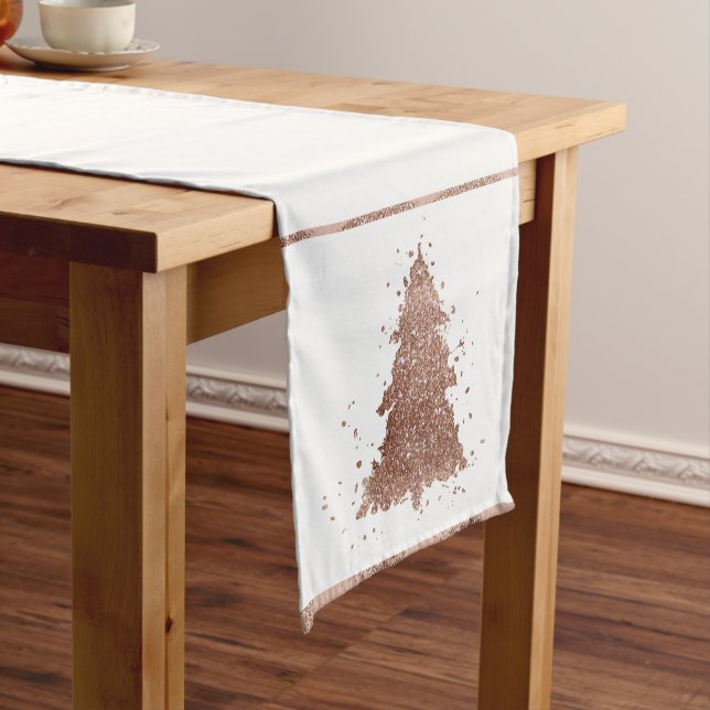 Posh Christmas Tree | Glam Rose Gold Luxurious Short Table Runner (In Situ)