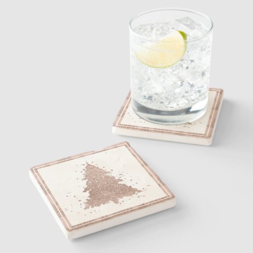 Posh Christmas Tree  Glam Rose Gold Luxurious Stone Coaster