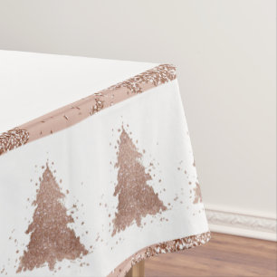 Posh Christmas Tree Glam Rose Gold Luxurious Tablecloth