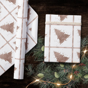Posh Christmas Tree Glam Rose Gold Luxurious Wrapping Paper