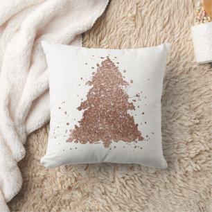 Posh Christmas Tree   Glam Rose Gold Splatter Throw Pillow