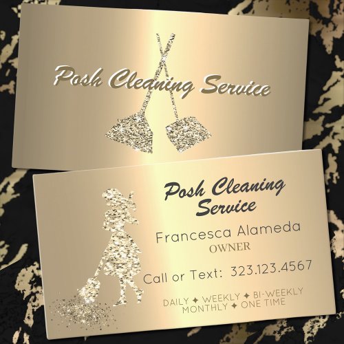 Posh Cleaning Service Metallic 14k Gold Template Business Card