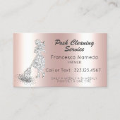 Posh Cleaning Service Pink Metallic Silver Glitter Business Card (Front)