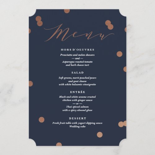 Posh confetti faux foil Menu