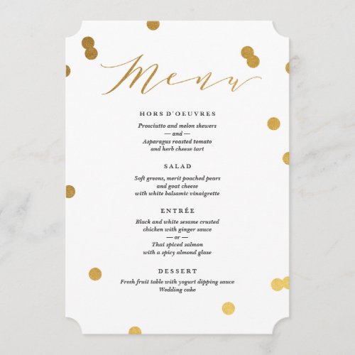 Posh confetti faux foil Menu