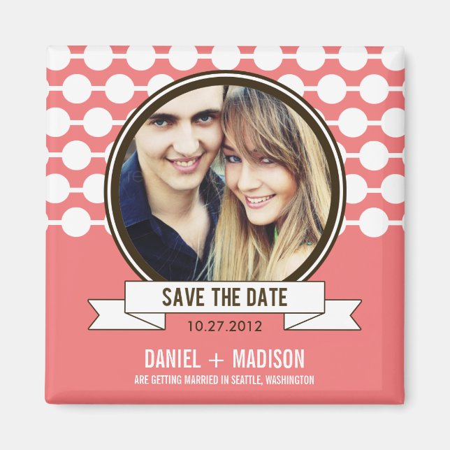 Posh Couple Save The Date Magnet - Pink (Front)