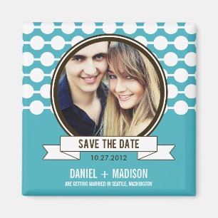 Posh Couple Save The Date Magnet - Turquoise