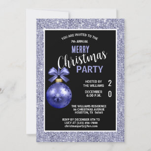 Posh Decorative Blue Christmas Invitation