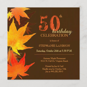 Posh Fall Maple 50th Birthday Party Invitation