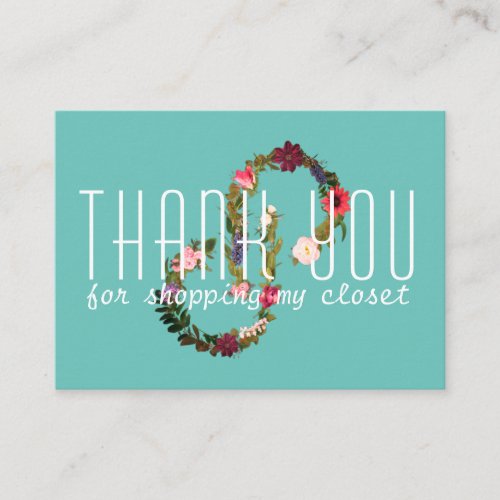 Posh floral logo thank you note business card