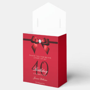 Posh Gem Bow & Ribbon 40th Birthday Favor Boxes