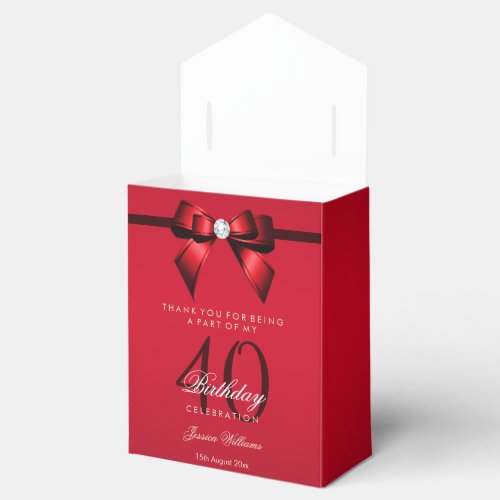 Posh Gem Bow  Ribbon 40th Birthday Favor Boxes