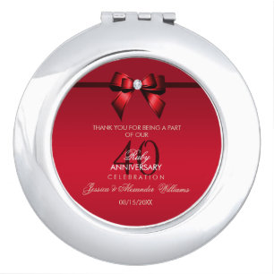Posh Gem Bow & Ribbon 40th Wedding Anniversary Compact Mirror