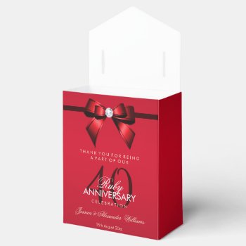 Posh Gem Bow & Ribbon 40th Wedding Anniversary Favor Boxes by Sarah_Designs at Zazzle