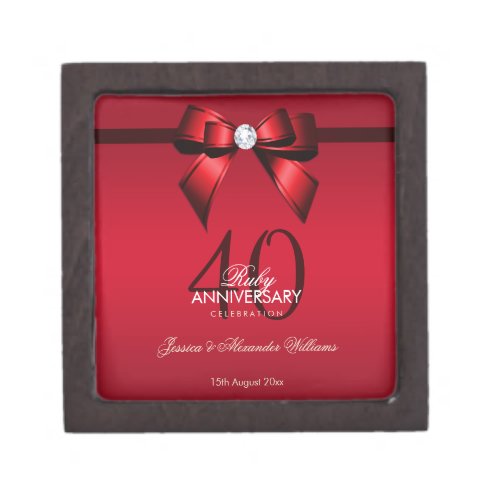 Posh Gem Bow  Ribbon 40th Wedding Anniversary Gift Box