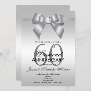 Posh Gem Bow & Ribbon 60th Wedding Anniversary Invitation