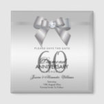 Posh Gem Bow & Ribbon 60th Wedding Anniversary Magnet<br><div class="desc">Custom 60th Wedding Anniversary party save the date magnets for couples sixtieth Anniversary events. All text, font and text color is fully customizable to meet your requirements, if you would like help to customize your product or would like matching products, please contact me through my store and i will be...</div>