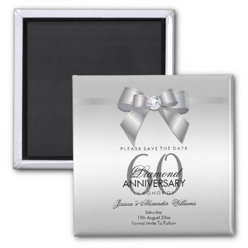 Posh Gem Bow  Ribbon 60th Wedding Anniversary Magnet