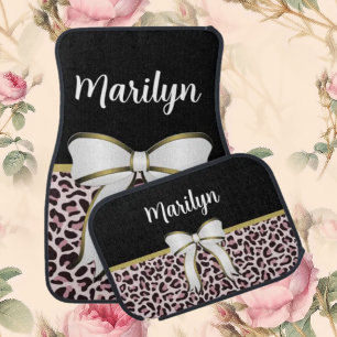 Posh Girly Pink Leopard Print Women's Car Floor Mat