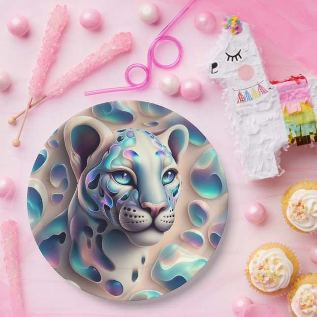 Posh Glam Opal Leopard Print Paper Plates (Party)