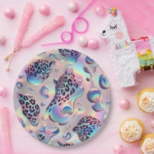 Posh Glam Opal Leopard Print Paper Plates