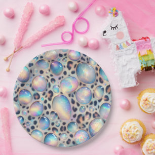 Posh Glam Opal Leopard Print Paper Plates